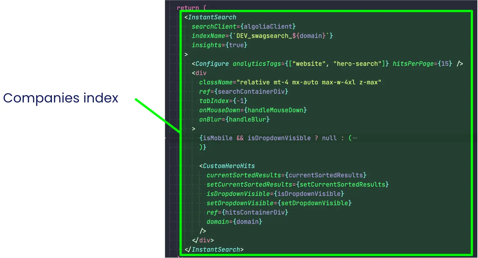 InstantSearch Configure setup